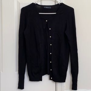 Zara Pearl Black Cardigan